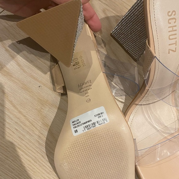 Clear and rhinestone block heel sandals - Picture 8 of 9